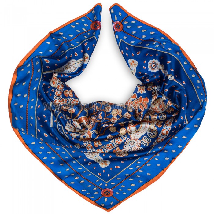 Шёлковый шейный платок Laura Palanti "Сокровищница" синий