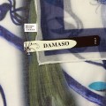 Большой платок из хлопка Damaso "Дивные птицы" голубой/белый