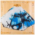 Большой шёлковый платок Alexander McQueen "Skirt print" жёлтый, синий