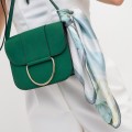 Шелковый платок Laura Palanti "Лотос" светло-зеленый/голубой, 53х53 см