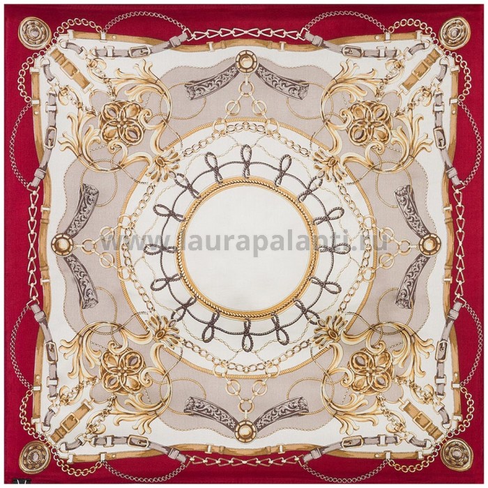 Шёлковый шейный платок Laura Palanti "Флорентина" бордовый/бежевый