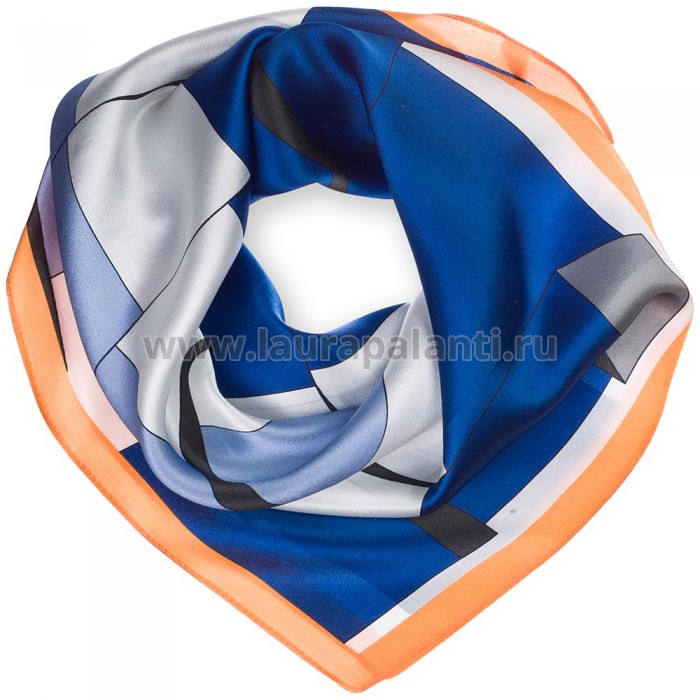 Шёлковый шейный платок Laura Palanti "Иллюзия" синий
