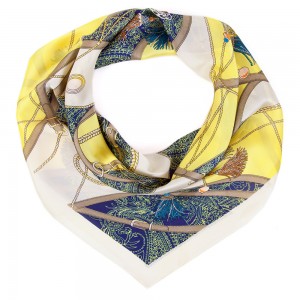 Шёлковый платок Laura Palanti "Изящный" жёлтый, синий
