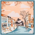 Шейный платок Laura Palanti "На улицах Парижа" бирюзово-персиковый