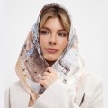 Шелковый платок Laura Palanti "Клаудио" цвета какао/розовый персик, 68х68 см