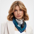 Шелковый платок Laura Palanti "Цветочная прелюдия" бирюзовый, 68х68 см