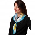 Шейный платок Laura Palanti "Конная эстафета" нежно-голубой/желтый