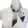 Двусторонняя шёлковая лента Twilly Hermès "Cliquetis" синяя, автор Julie Abadie