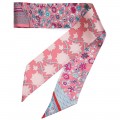 Двусторонняя шёлковая лента Twilly Hermès "Tapis Persans" розовая