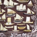 Кашемировый платок Hermès "Корабли мира" коричневый