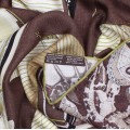 Кашемировый платок Hermès "Корабли мира" коричневый