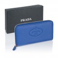 Кошелек женский Prada "Calf Logo Emboss Wallet", синий